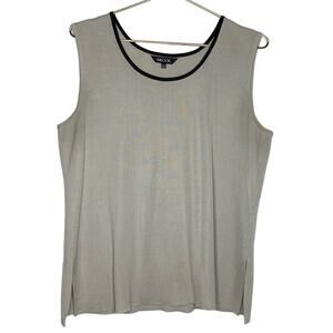 Misook Womens‎ Size Large Beige Sweater Shell Tank Top Black Trim Sleeveless